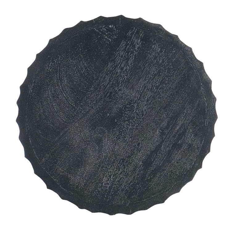 Black Mango Wood Round Pedestal End Table