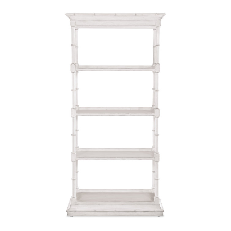 White Coastal Traditional Wood Etagere Bookcase