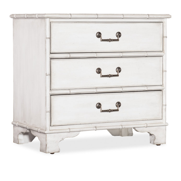 White Coastal 3-Drawer Bamboo Nightstand