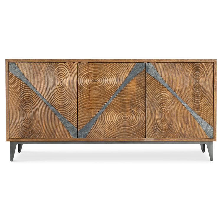 Medium Wood and Slate Mango Credenza with Iron Base