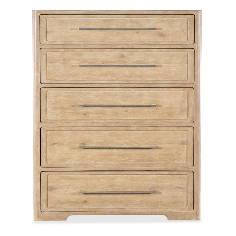 Beige Oak and Maple 5-Drawer Vertical Dresser