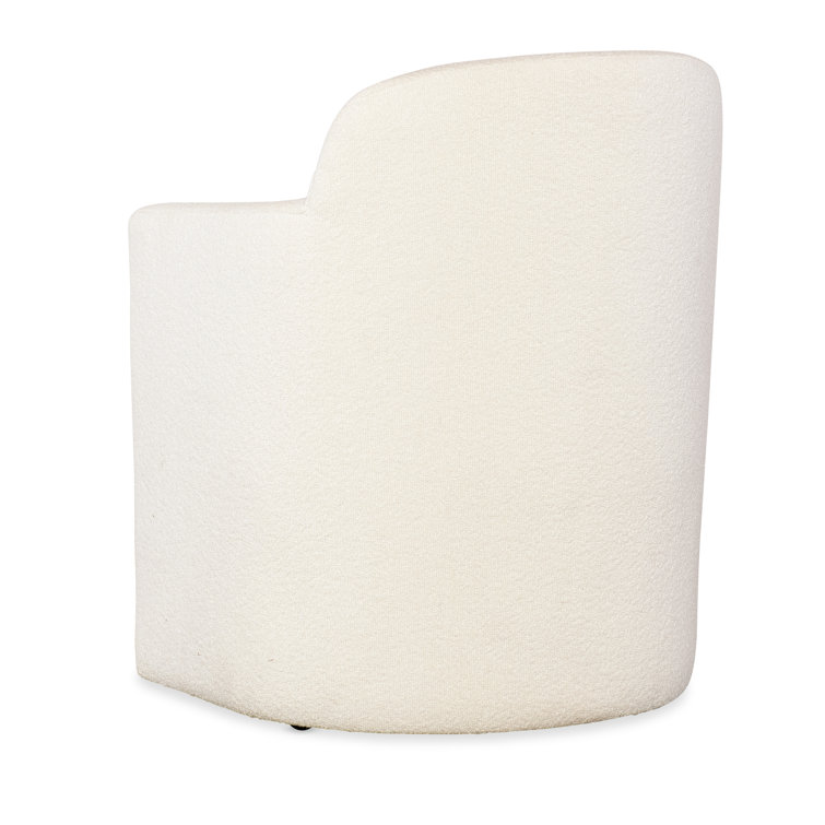 White Barrel-Back Leather Upholstered Armchair
