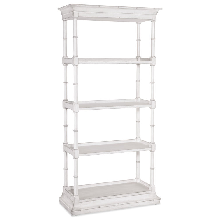 White Coastal Traditional Wood Etagere Bookcase