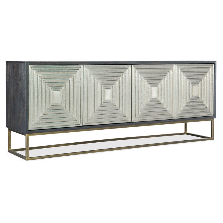 Black and Silver Mango Wood Credenza with Pewter Base