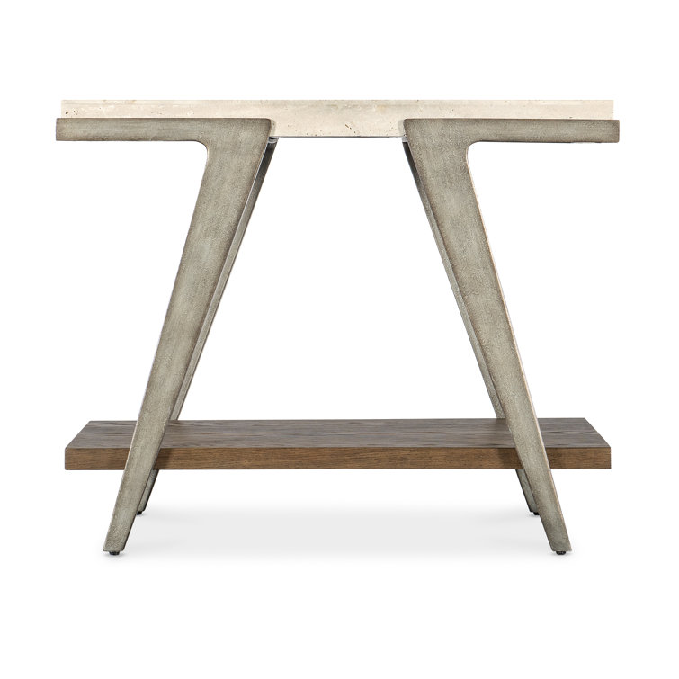 Transitional Brown and Cream Marble Top End Table