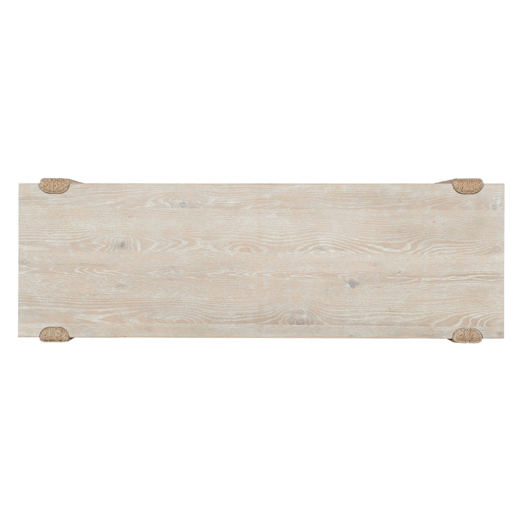 Beige Oak Veneer Transitional Sideboard with Rope-Wrapped Legs