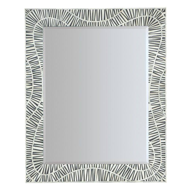 Black and White Rectangular Coastal Wood Wall Mirror