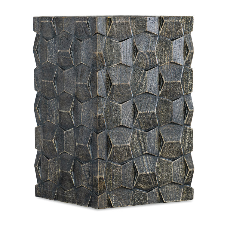 Chiseled Black Mango Wood Square End Table