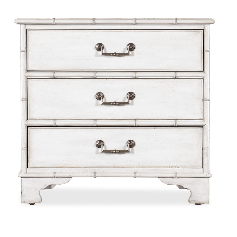 White Coastal 3-Drawer Bamboo Nightstand