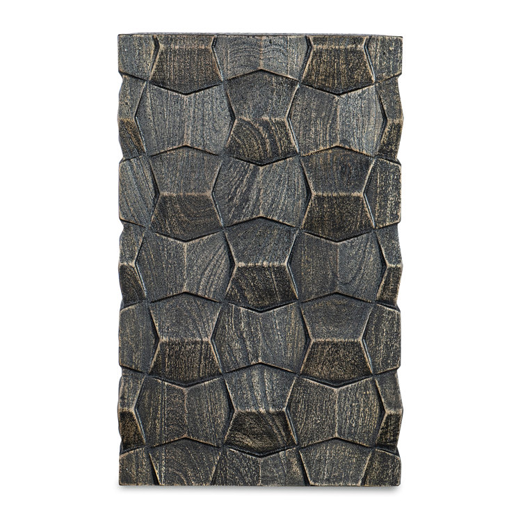 Chiseled Black Mango Wood Square End Table