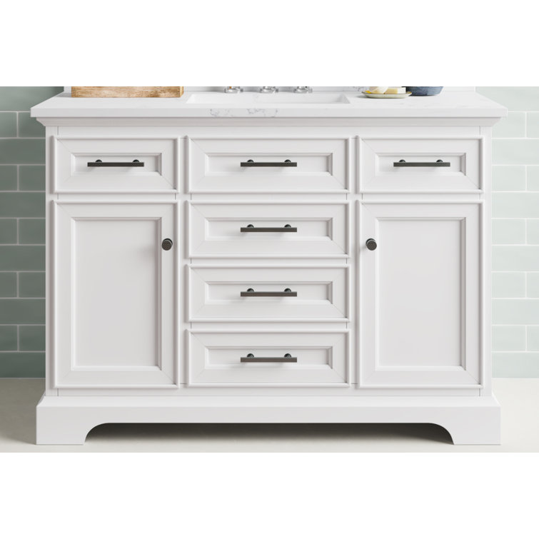 Thompson 48" White Solid Wood and MDF Single Vanity