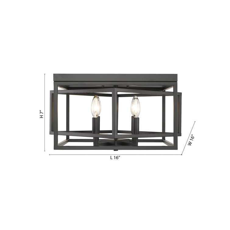 Matte Black Iron Interlocked 16" Flush Mount Light Fixture