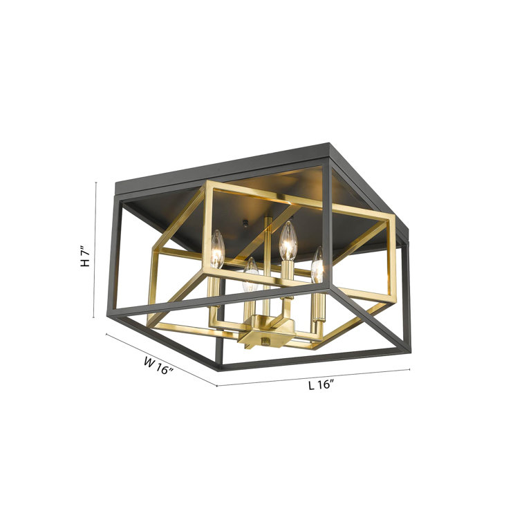 Bethel International 16'' Black & Gold Iron Flush Mount
