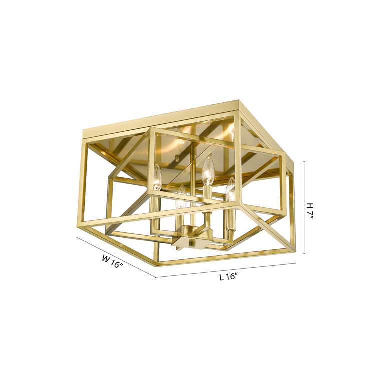 Gurbaaz Gold Iron Interlocked 16" Flush Mount Light