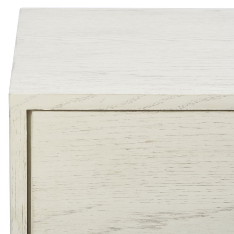 Mallory Whitewash Contemporary 3-Drawer Nightstand with Bronze Pulls