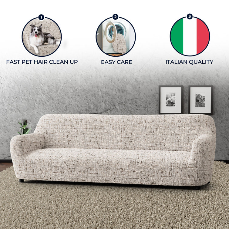 Vittoria Rustic White Stretch Polyester Sofa Cover