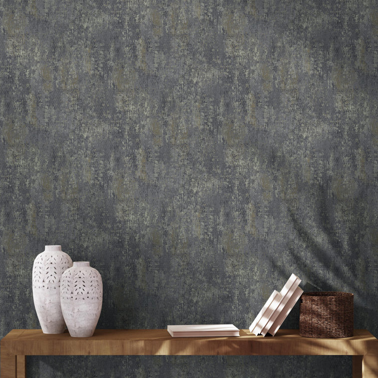 Navy Scratched Concrete Textured Wallpaper Double Roll