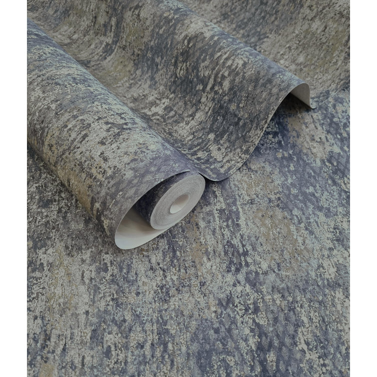 Navy Scratched Concrete Textured Wallpaper Double Roll