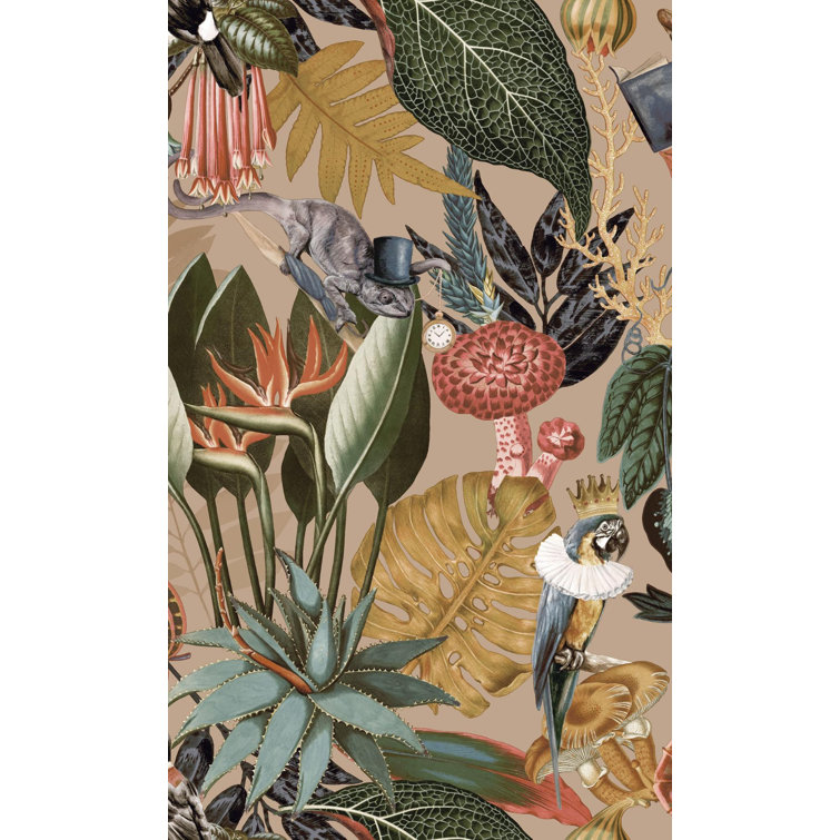 Gold and Green Tropical Soiree Textured Wallpaper Roll