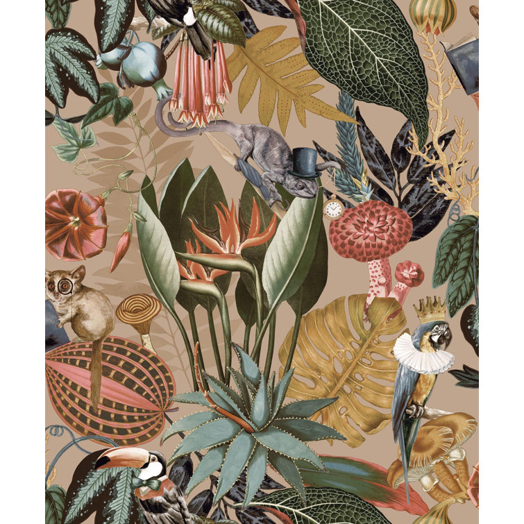 Gold and Green Tropical Soiree Textured Wallpaper Roll