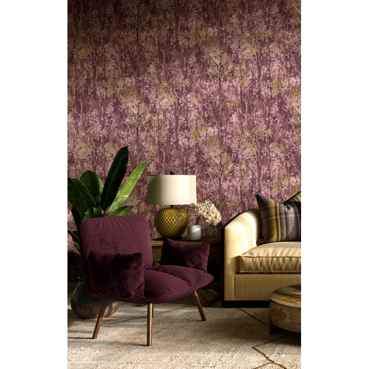 Purple Textured Tropical Forest Non-Pasted Wallpaper
