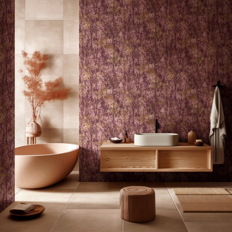Purple Textured Tropical Forest Non-Pasted Wallpaper