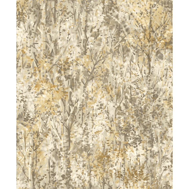 Textured Matte Orange and Beige Forest Wallpaper