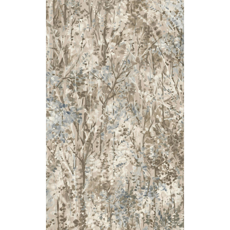 Blue and Beige Forest Tropical Print Non-Pasted Wallpaper