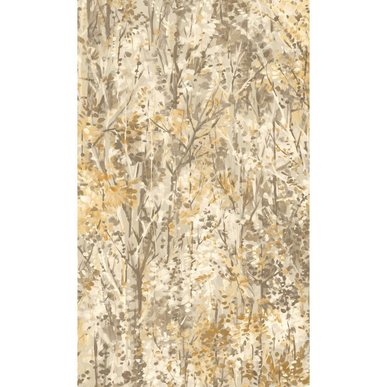 Textured Matte Orange and Beige Forest Wallpaper