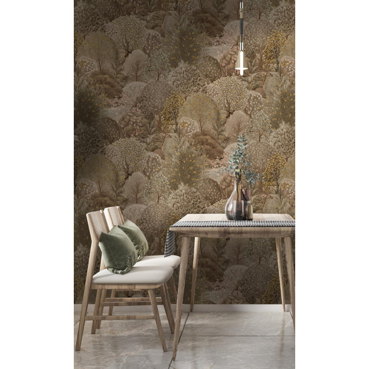 Enchanted Brown Textured Landscape Wallpaper Double Roll