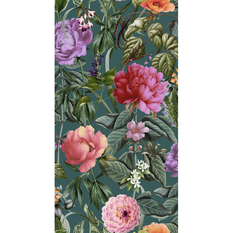 Aqua Botanical Paradise Floral Print Non-Pasted Textured Wallpaper