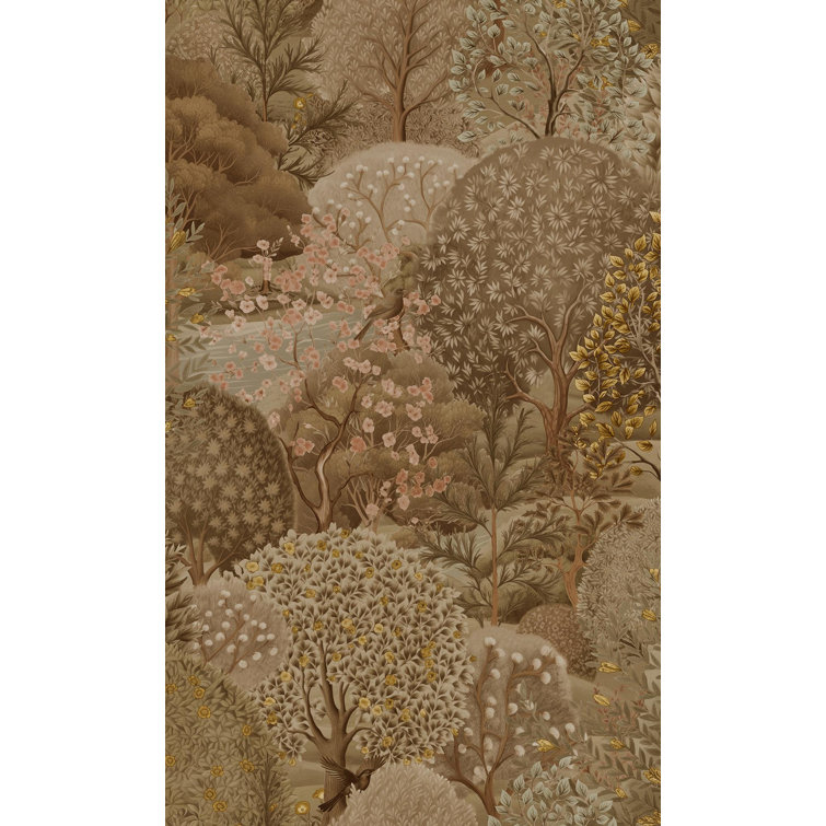 Enchanted Brown Textured Landscape Wallpaper Double Roll