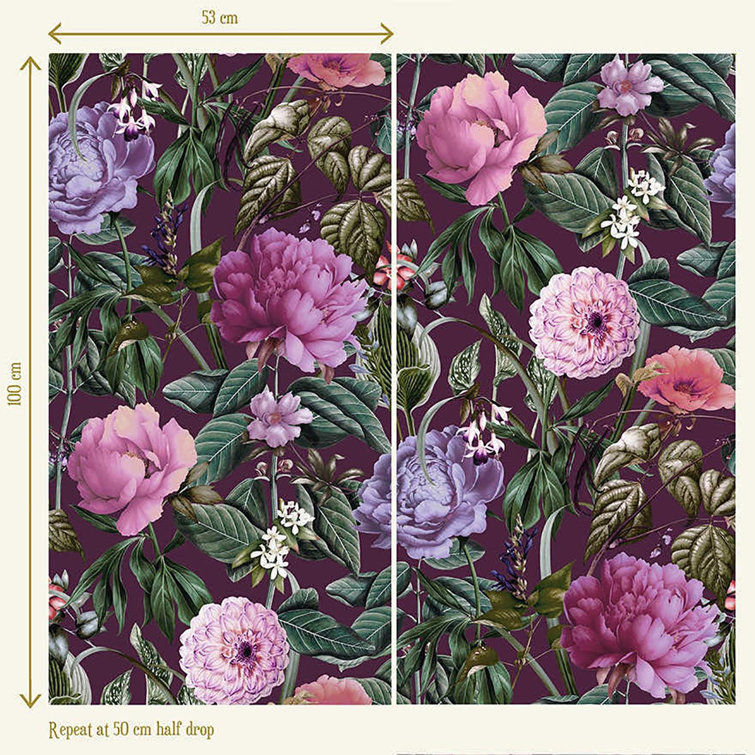 Purple Floral Botanical Paradise Non-Pasted Paper Wallpaper