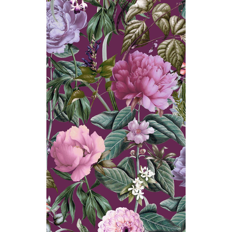 Purple Floral Botanical Paradise Non-Pasted Paper Wallpaper