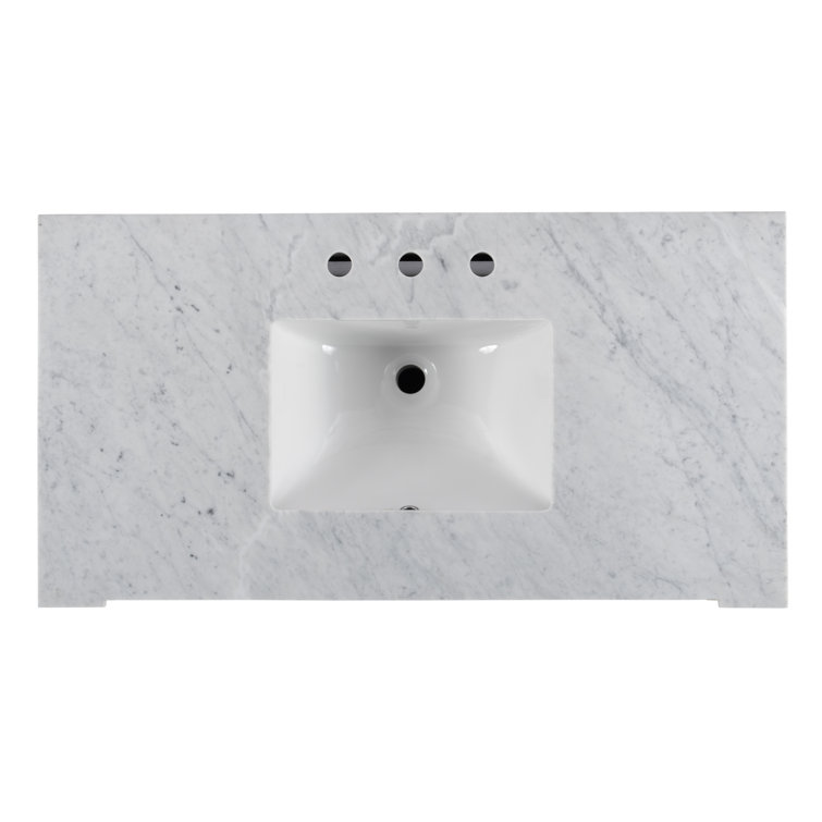 Rachelle Gray Acacia Wood Single Bathroom Vanity Set with Marble Top