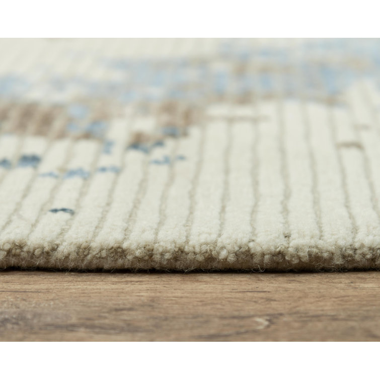 Blue Abstract Hand-Knotted Wool & Viscose 6' x 9' Rug