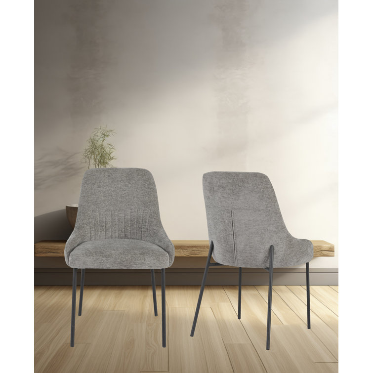 Gray Upholstered Metal Frame Armless Side Chair Set