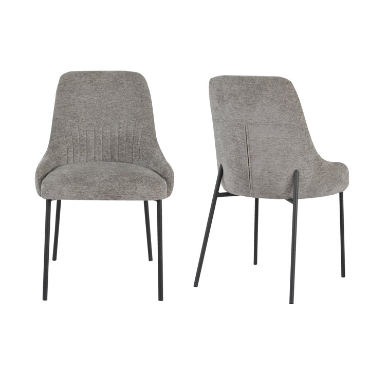 Gray Upholstered Metal Frame Armless Side Chair Set