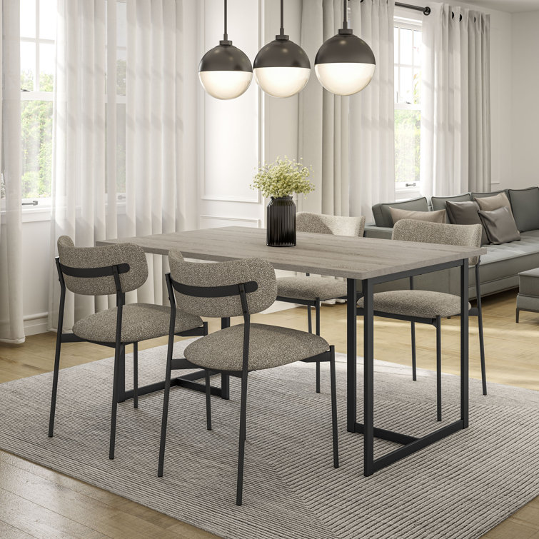 Mindy 5-Piece Brown Laminate Dining Set with Black Frame