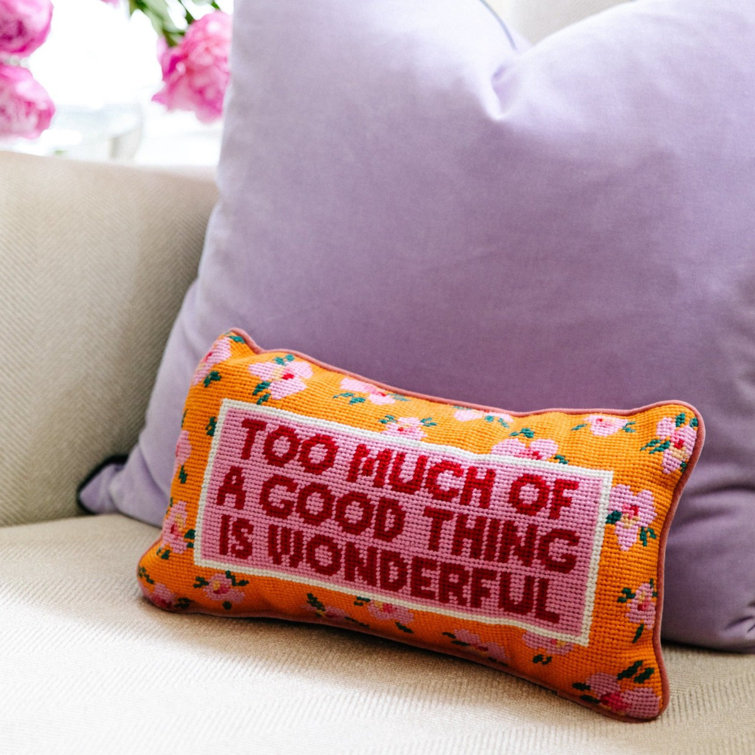 Colorful Floral Embroidered Rectangular Accent Pillow