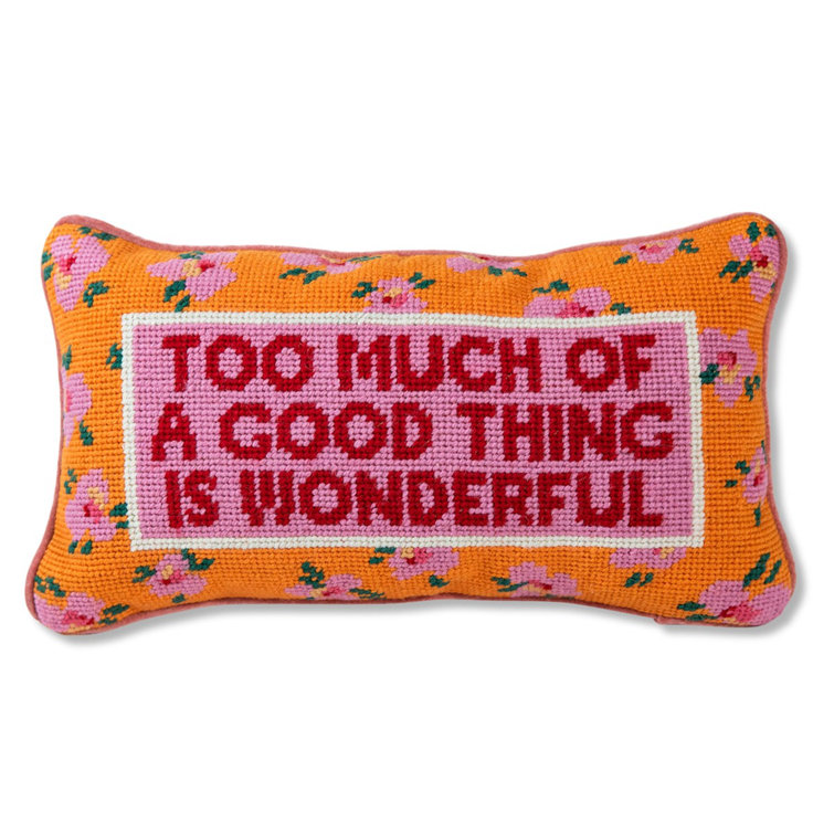 Colorful Floral Embroidered Rectangular Accent Pillow