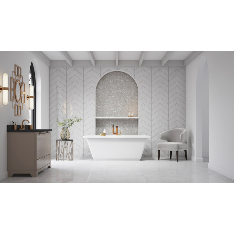 Fia 62" x 32" Freestanding White Acrylic Soaking Bathtub
