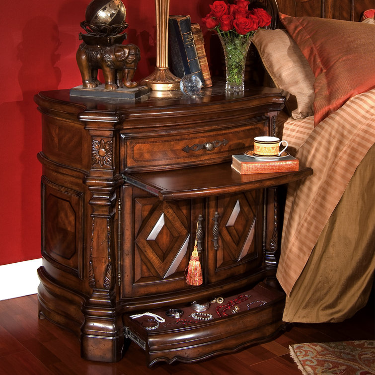 Windsor Court Vintage Brown Marble Top Nightstand