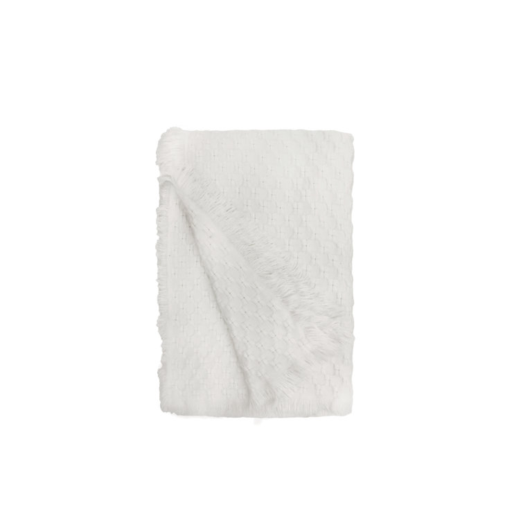 White Acrylic Basket Weave Baby Throw Blanket