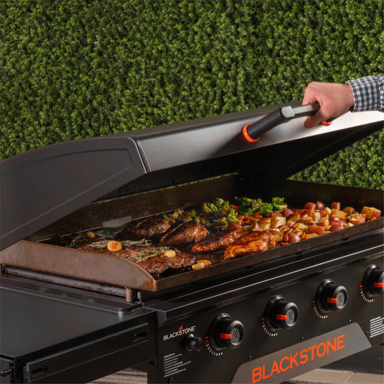 Black Stainless Steel 36" Cart Style Griddle with Hood