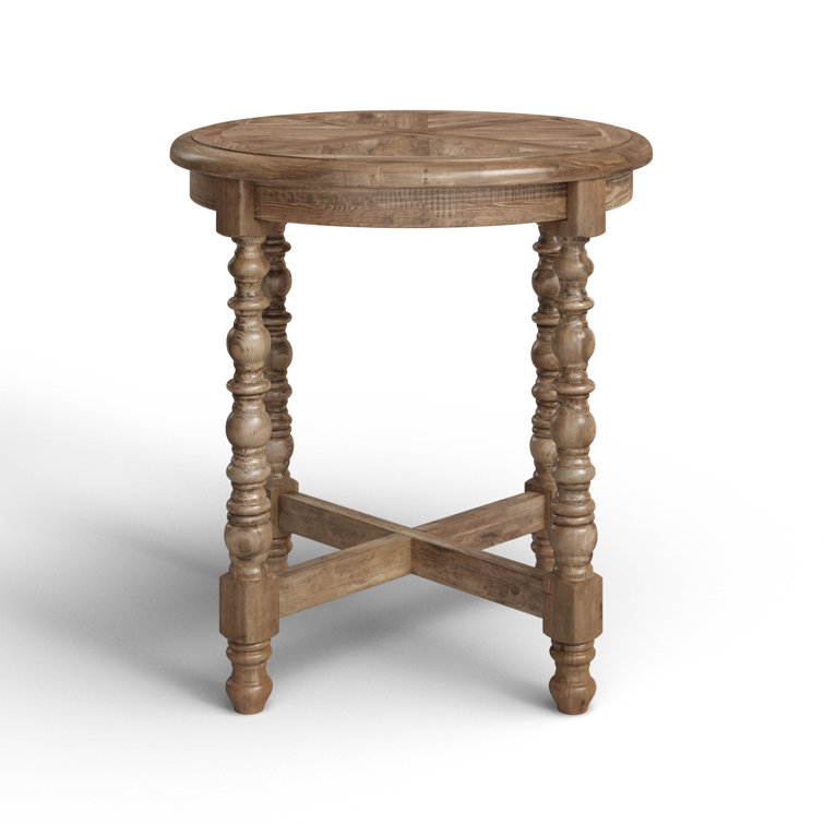 Traditional Round Brown Reclaimed Fir End Table, 26"