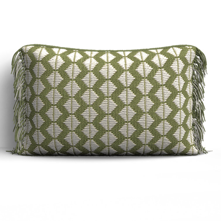 Black and Ivory Rectangular Bohemian Tassel Throw Pillow