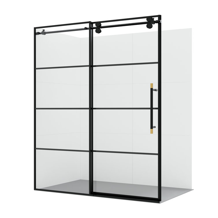 Losar Matte Black Stainless Steel Sliding Shower Door