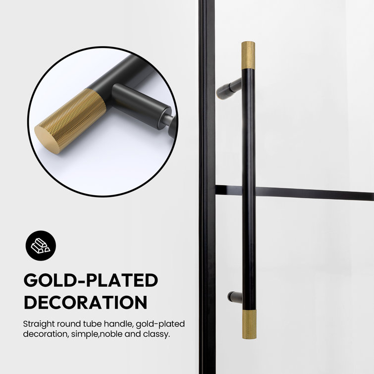 Puente 48'' Matte Black Framed Rectangle Shower Enclosure