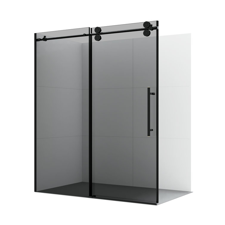 Echarri Matte Black Stainless Steel Frameless Sliding Shower Door
